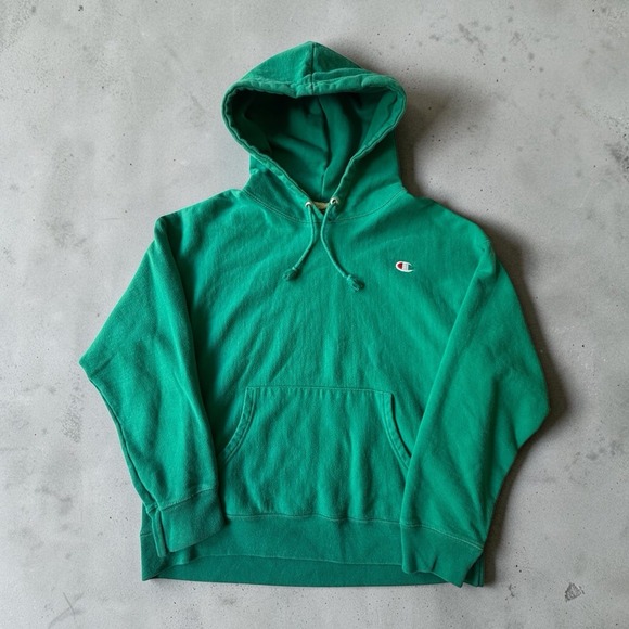 Champion Other - Vintage Champion Reverse Weave Green Hoodie Sweatshirt Size Medium M Patch Logo